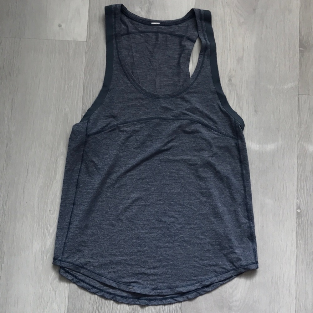 LULULEMON ON TRACK SINGLET TANK TOP BLIE HEATHERED RACERBACK WOMENS 4